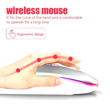 3 Keys RGB Backlit Silent Bluetooth Wireless Dual Mode Mouse (Silver)-garmade.com