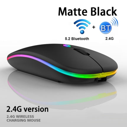 3 Keys RGB Backlit Silent Bluetooth Wireless Dual Mode Mouse (Grey)-garmade.com