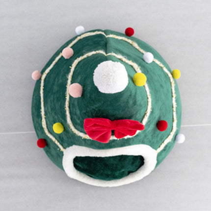 Three-dimensional Sponge Christmas Hat Shaped Pet Bed Nest Warmth Supplies, Size:Small 38x45cm(Green)-garmade.com