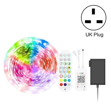 5M 150 LEDs Bluetooth Suit Smart Music Sound Control Light Strip Waterproof 5050 RGB Colorful Atmosphere LED Light Strip With 24-Keys Remote Control(UK Plug)-garmade.com