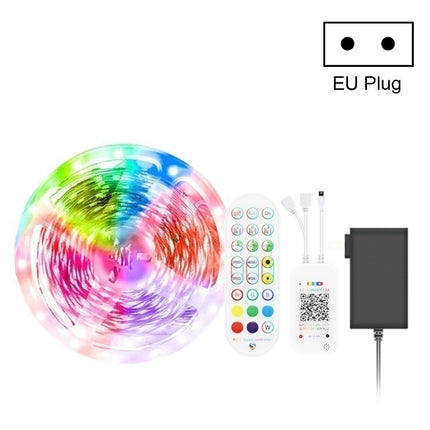 5M 300 LEDs Bluetooth Suit Smart Music Sound Control Light Strip Waterproof 5050 RGB Colorful Atmosphere LED Light Strip With 24-Keys Remote Control(EU Plug)-garmade.com