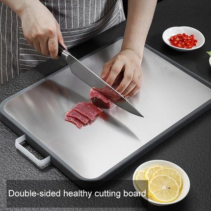 Household Multi-function Mildew Thickened Double-sided 304 Stainless Steel Plastic Vegetable Cutting Board, Size:L-garmade.com