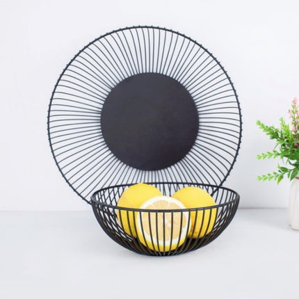 Household Living Room Fruit Basket Wrought Iron Desktop Snack Storage Basket(Black)-garmade.com