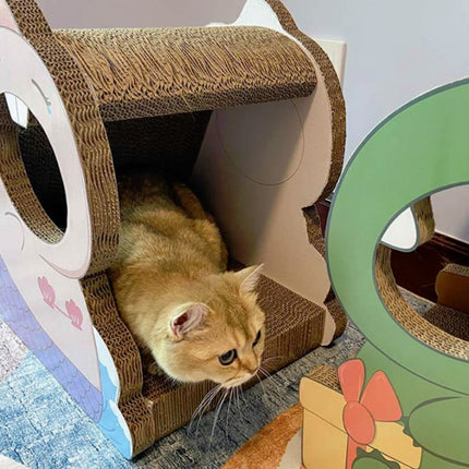 Cat Scratching Board Corrugated Cat Toy Supplies Cat Climbing Frame(Green)-garmade.com
