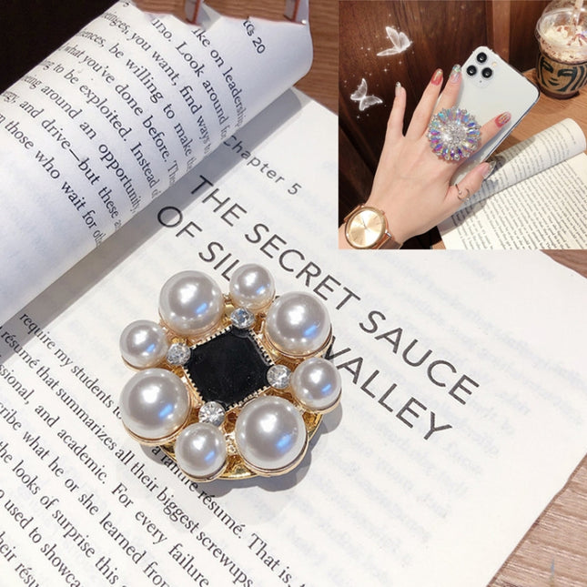 2 PCS Lazy Man Live Shooting Mobile Phone Rotating Ring Buckle Holder, Style:Round Pearl-garmade.com