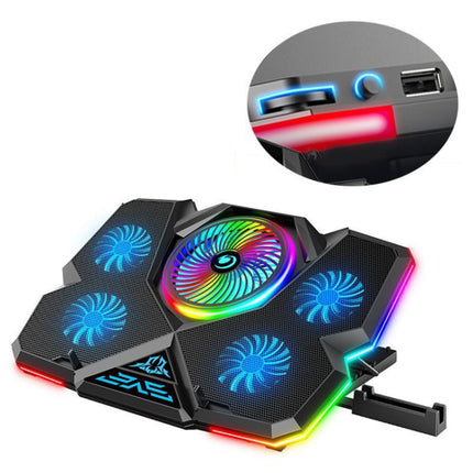 CoolCold 5V Speed Control Version Gaming Laptop Cooler Notebook Stand,Spec: Blue 7 Colors-garmade.com