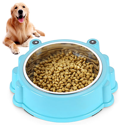 Cartoon Animal Type Stainless Steel Pet Dog Single Bowl(Blue)-garmade.com