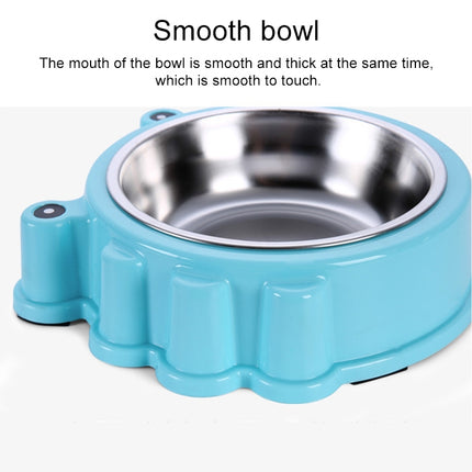 Cartoon Animal Type Stainless Steel Pet Dog Single Bowl(Blue)-garmade.com