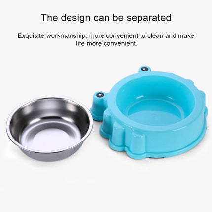 Cartoon Animal Type Stainless Steel Pet Dog Single Bowl(Blue)-garmade.com