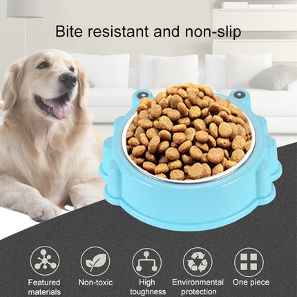 Cartoon Animal Type Stainless Steel Pet Dog Single Bowl(Blue)-garmade.com
