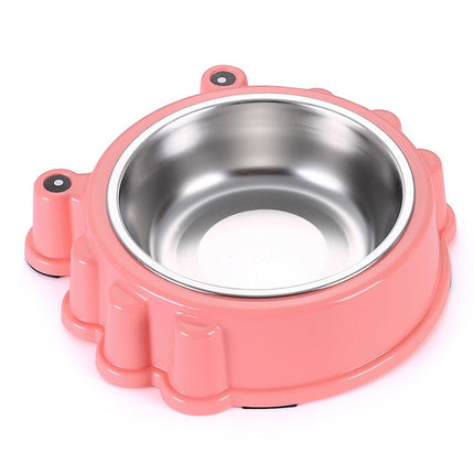 Cartoon Animal Type Stainless Steel Pet Dog Single Bowl(Red)-garmade.com