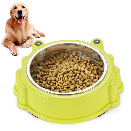 Cartoon Animal Type Stainless Steel Pet Dog Single Bowl(Green)-garmade.com