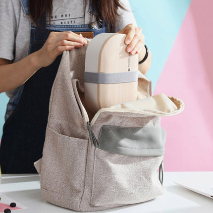 Oval Simple Lunch Box Wooden Sushi Sealed Leak-proof Lunch Box with Cutlery(Pink)-garmade.com