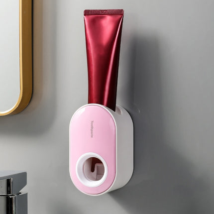 Automatic Toothpaste Squeezing Wall-mounted Toothpaste Rack(Pink+White)-garmade.com