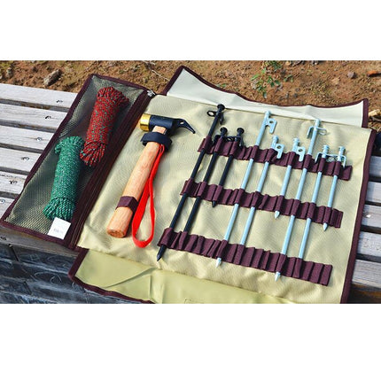 Large Outdoor Camping Ground Nail Storage Bag Tent Hammer Toolkit Bag(Red)-garmade.com
