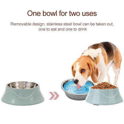 Pet Food Bowl Stainless Steel Dog Cat Dual-use Bowl(Blue)-garmade.com