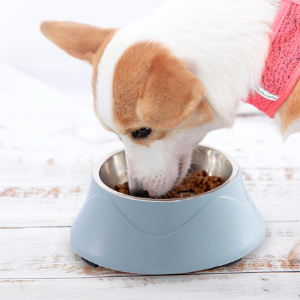 Pet Food Bowl Stainless Steel Dog Cat Dual-use Bowl(Blue)-garmade.com