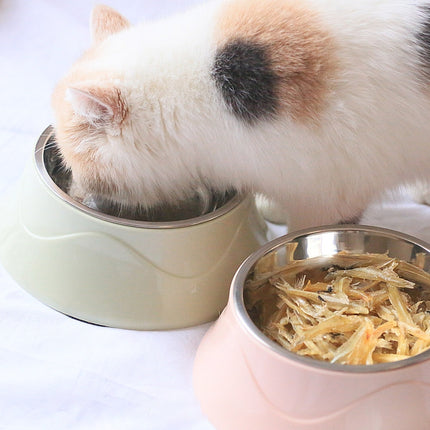 Pet Food Bowl Stainless Steel Dog Cat Dual-use Bowl(Pink)-garmade.com