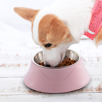 Pet Food Bowl Stainless Steel Dog Cat Dual-use Bowl(Pink)-garmade.com