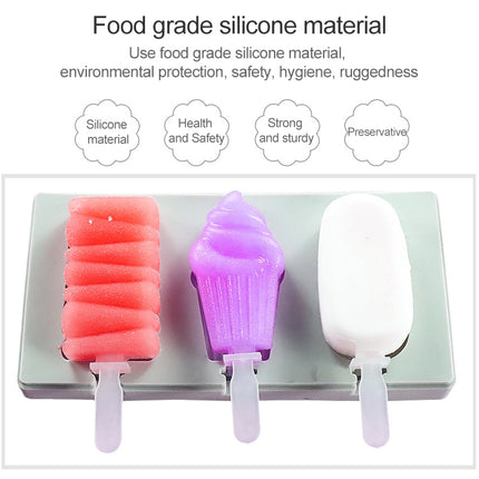 Silicone Cartoon Homemade Handmade DIY Ice Cream Popsicle Mould with Lid, Color Random Delivery, Style:Fruit Woodpecker-garmade.com