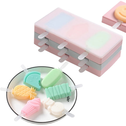 Silicone Cartoon Homemade Handmade DIY Ice Cream Popsicle Mould with Lid, Color Random Delivery, Style:Fruit Woodpecker-garmade.com