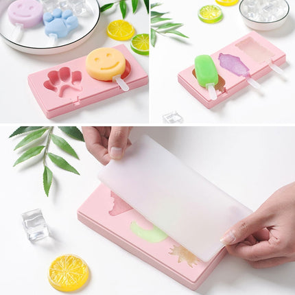 Silicone Cartoon Homemade Handmade DIY Ice Cream Popsicle Mould with Lid, Color Random Delivery, Style:Fruit Woodpecker-garmade.com