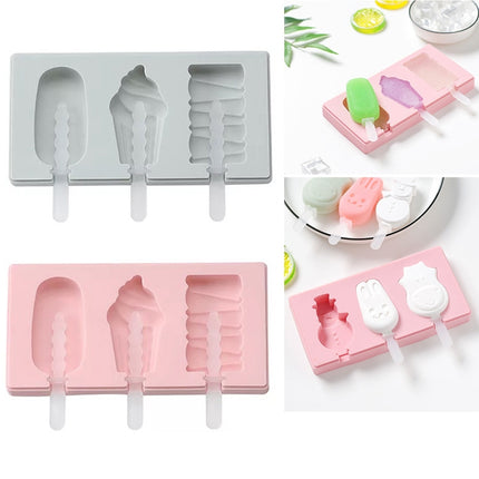 Silicone Cartoon Homemade Handmade DIY Ice Cream Popsicle Mould with Lid, Color Random Delivery, Style:Ice Cream-garmade.com