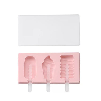 Silicone Cartoon Homemade Handmade DIY Ice Cream Popsicle Mould with Lid, Color Random Delivery, Style:Ice Cream-garmade.com