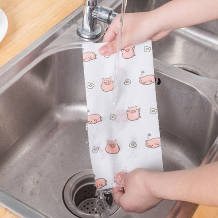 50 Sheets Washable Lazy Rag Kitchen Non-woven Cloth Wet and Dry Dual-use Dish Towel(White)-garmade.com