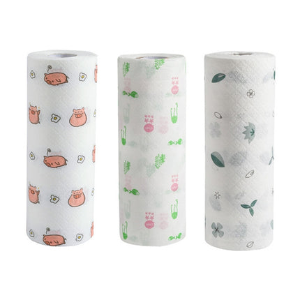50 Sheets Washable Lazy Rag Kitchen Non-woven Cloth Wet and Dry Dual-use Dish Towel(Mengmeng Pig)-garmade.com