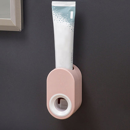 Fully Automatic Punch-free Squeezing Toothpaste Wall-mounted Lazy Squeezing Artifact Toothpaste Rack(Cherry Blossom Powder)-garmade.com