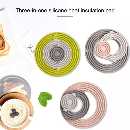3 in 1 Round Silicone Heat Insulation Pad High Temperature Resistant Multifunctional Tableware Pad Combination Pot Pad Coaster(F3)-garmade.com