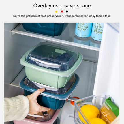 Creative Multifunctional Double-deck Drain Basket Kitchen Refrigerator Fresh Box Plastic Fruit Storage Basket with Lid(Yellow)-garmade.com