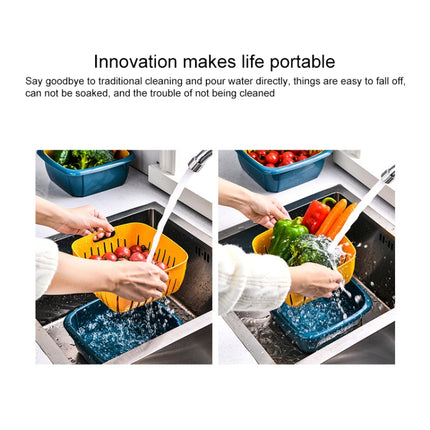 Creative Multifunctional Double-deck Drain Basket Kitchen Refrigerator Fresh Box Plastic Fruit Storage Basket with Lid(Pink)-garmade.com