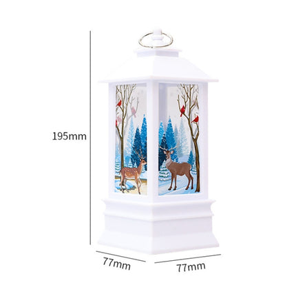 Christmas Flame Lantern Christmas Decoration LED Luminous Ornament Candlestick Lamp, Size: Large 77 x 77 x 195mm( White Elk)-garmade.com