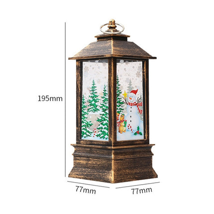 Christmas Flame Lantern Christmas Decoration LED Luminous Ornament Candlestick Lamp, Size: Large 77 x 77 x 195mm(Bronze Snowman)-garmade.com