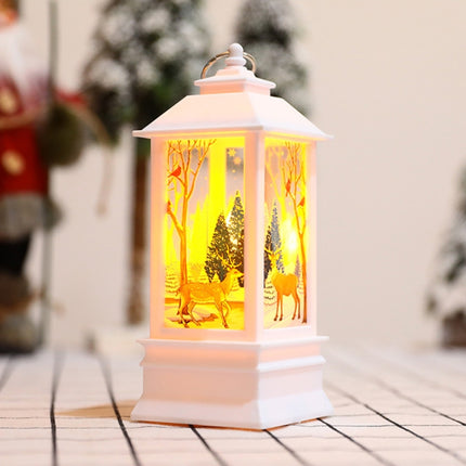 Christmas Flame Lantern Christmas Decoration LED Luminous Ornament Candlestick Lamp, Size: Large 77 x 77 x 195mm(Bronze Snowman)-garmade.com