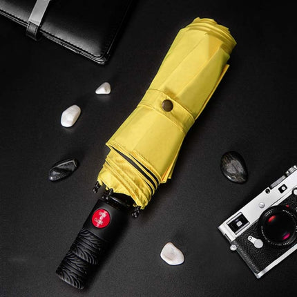 Men's Wind Resistance Tri-fold 10 Bone Fiber Skeleton Automatic All-weather Umbrella(Yellow)-garmade.com