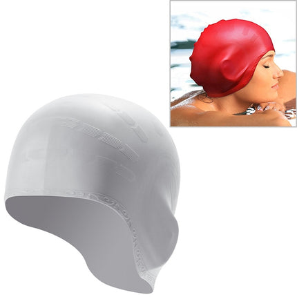 Silicone Ear Protection Waterproof Swimming Cap for Adults with Long Hair(Silver)-garmade.com