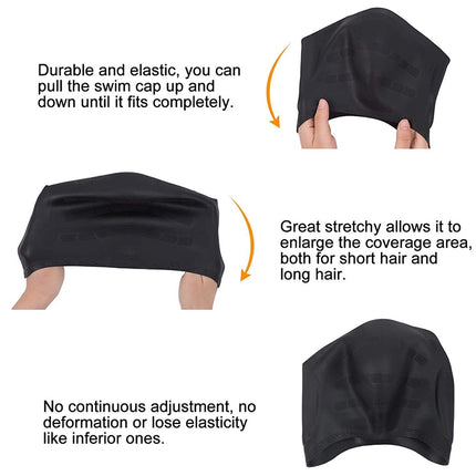 Silicone Ear Protection Waterproof Swimming Cap for Adults with Long Hair(Yellow)-garmade.com