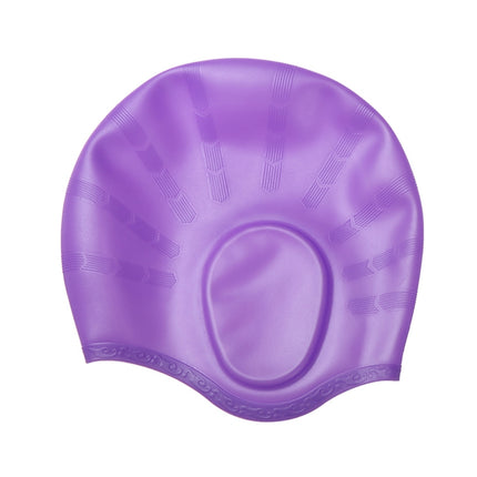 Silicone Ear Protection Waterproof Swimming Cap for Adults with Long Hair(Purple)-garmade.com