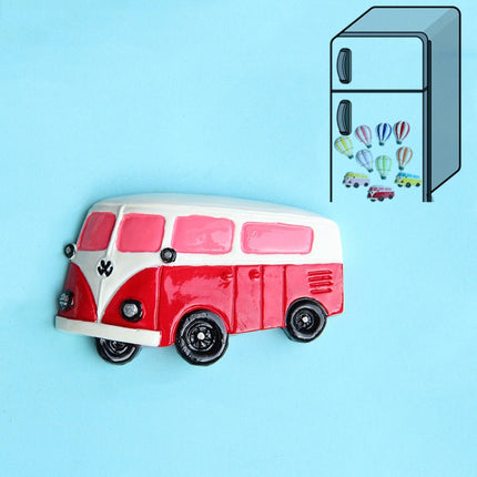 10 PCS Resin Cartoon DIY Creative Refrigerator Sticker Decoration(Red Bus)-garmade.com