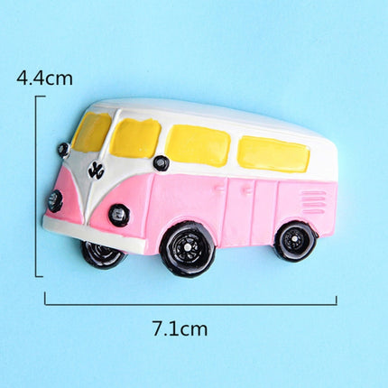 10 PCS Resin Cartoon DIY Creative Refrigerator Sticker Decoration(Red Bus)-garmade.com