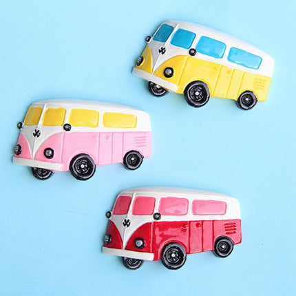 10 PCS Resin Cartoon DIY Creative Refrigerator Sticker Decoration(Red Bus)-garmade.com