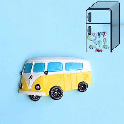 10 PCS Resin Cartoon DIY Creative Refrigerator Sticker Decoration(Yellow Bus)-garmade.com