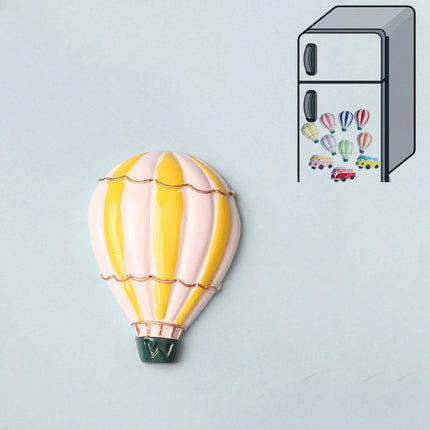 10 PCS Resin Cartoon DIY Creative Refrigerator Sticker Decoration(Yellow Hot Air Balloon)-garmade.com