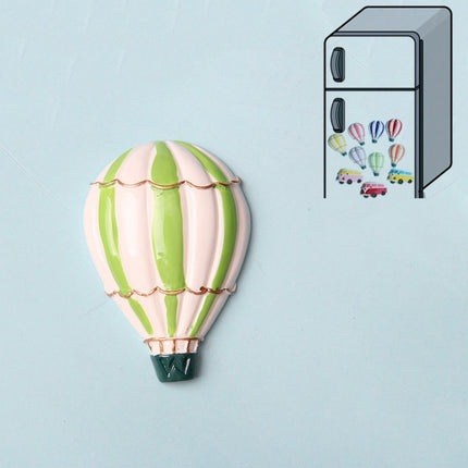 10 PCS Resin Cartoon DIY Creative Refrigerator Sticker Decoration(Green Hot Air Balloon)-garmade.com