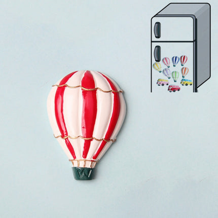 10 PCS Resin Cartoon DIY Creative Refrigerator Sticker Decoration(Red Hot Air Balloon)-garmade.com