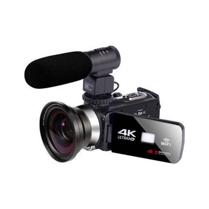 4K HD Night Vision 48MP Home WiFi Live Camcorder DV Digital Camera, Style:Microphone + Wide-angle Lens-garmade.com