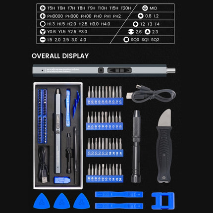 51 In 1 Rechargeable Mini Electric Screwdriver Set With 3LED Lighting(Blue)-garmade.com